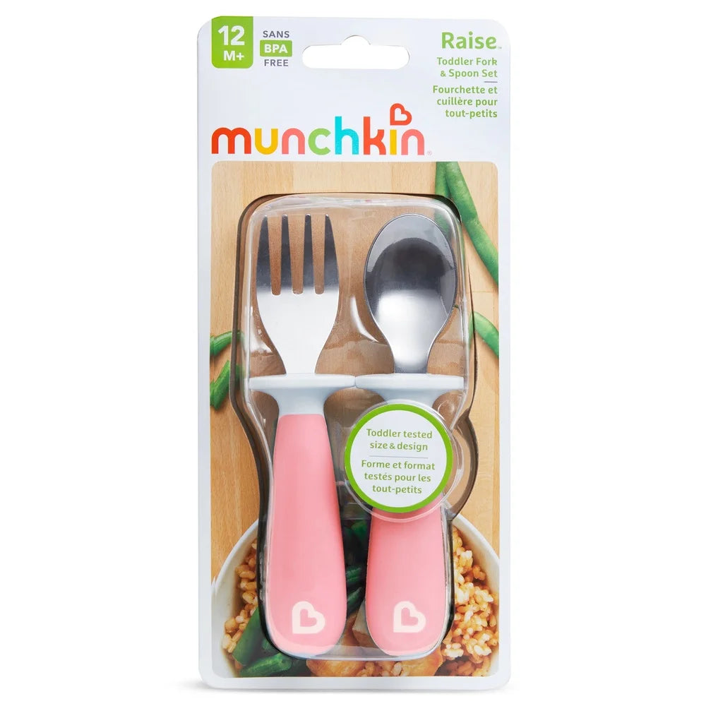 Ergonomic Toddler Fork & Spoon Set – 4-Pack BPA-Free Self-Feeding Utensils with Base for Easy Clean Mealtime, 12+ Months