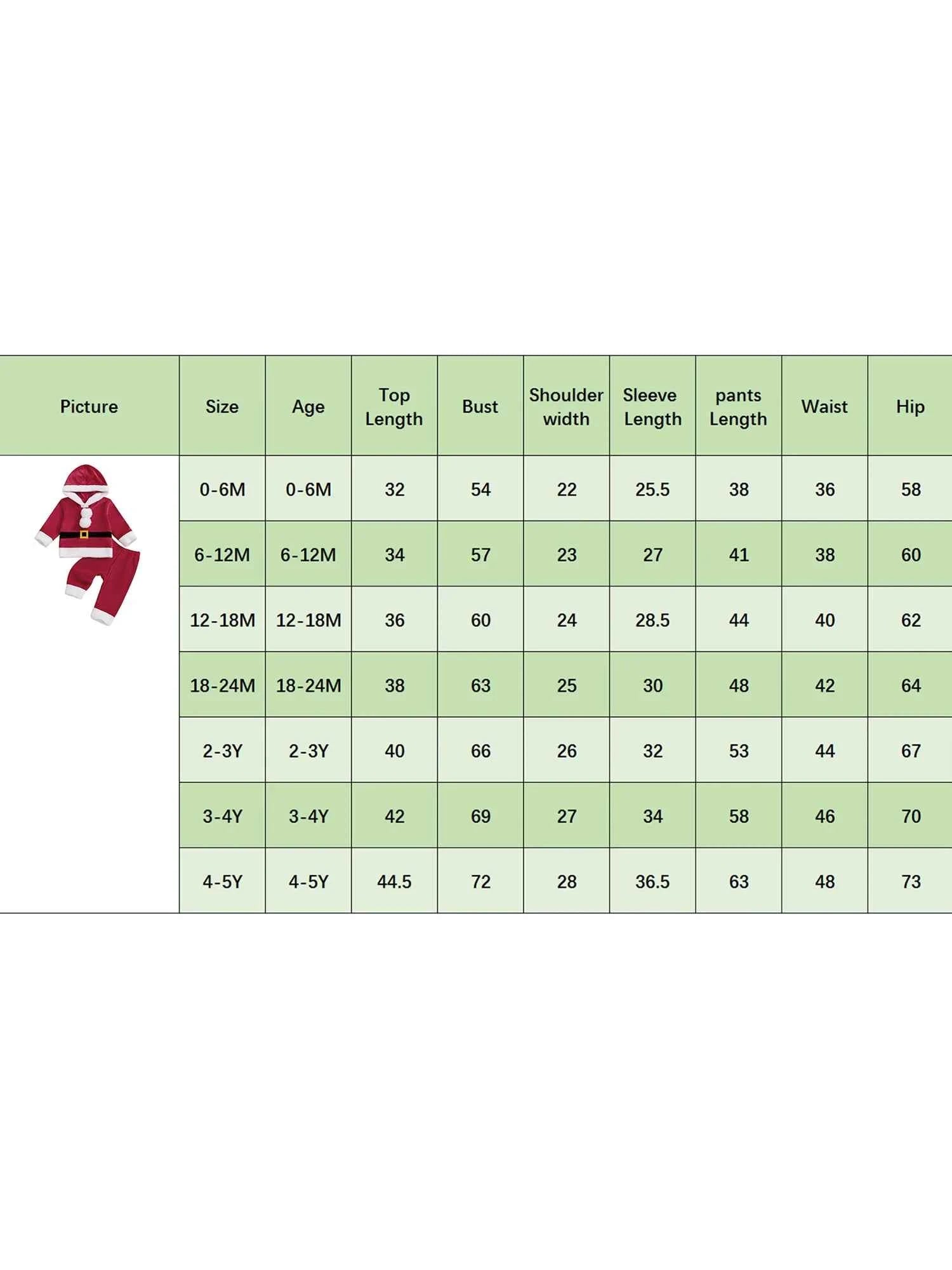 Baby Santa Claus Outfit – Long Sleeve Hooded Sweatshirt with Pants Christmas Costume Set