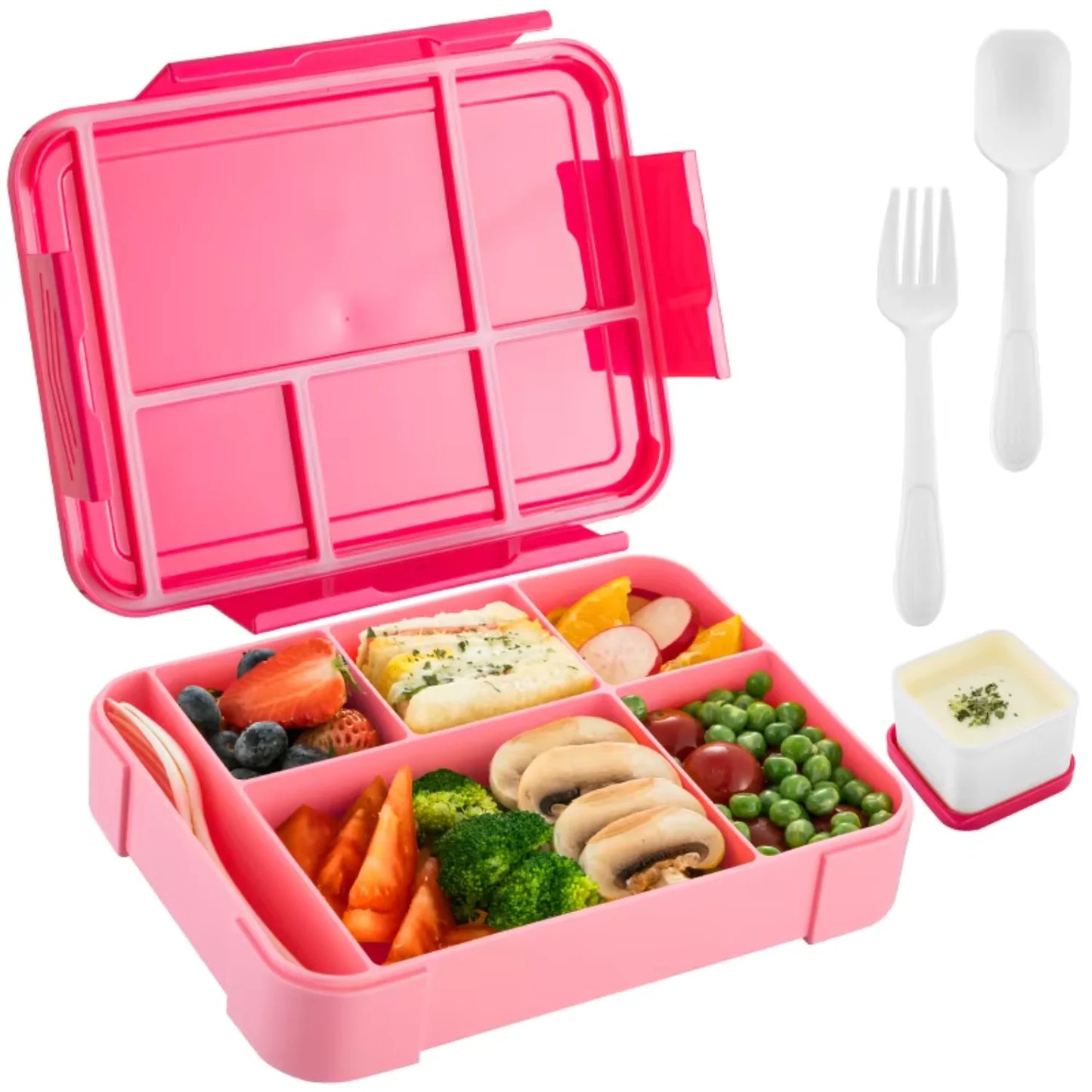Leak-Proof 5-Compartment Bento Lunch Box – Toddler & Adult Meal Container for Daycare, School, or Office (BPA-Free)