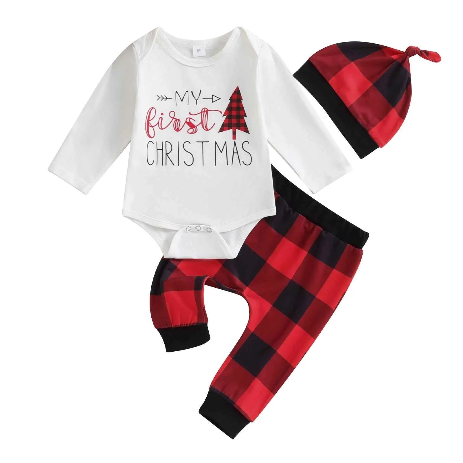 My First Christmas Baby Outfit – 3PCS Romper Set (0–12M)