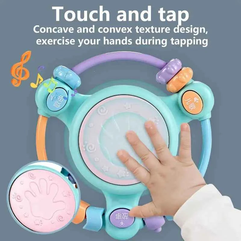 Hand Drum Beaded Rattle Shaker – Light-Up Sensory Educational Toy for Early Learning