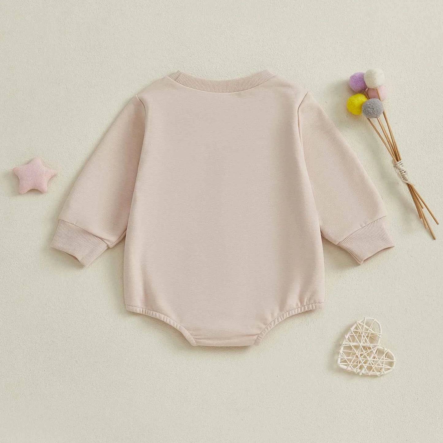 Girl Goose and Bow Embroidered Romper – Long Sleeve Crewneck Sweatshirt Bodysuit