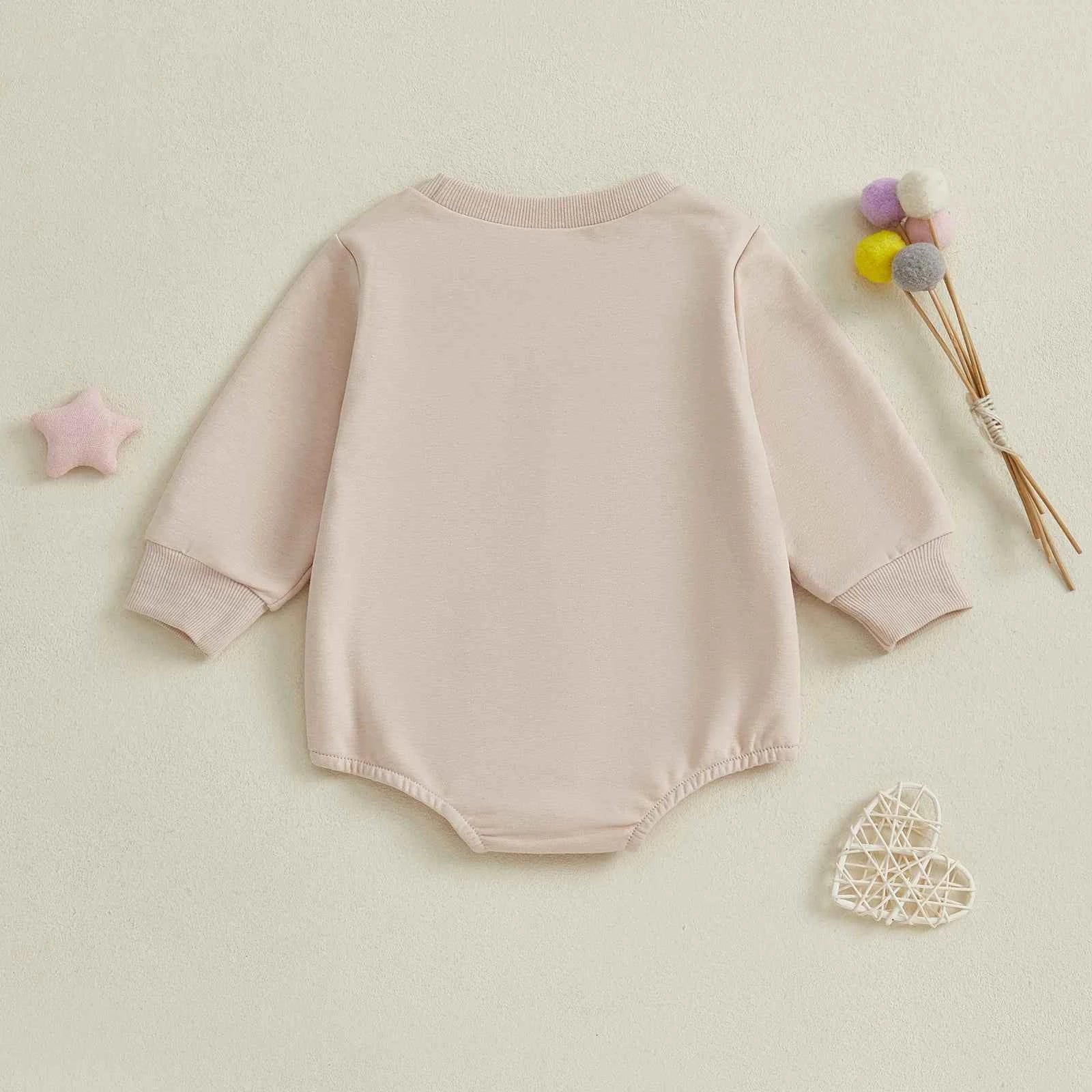 Girl Goose and Bow Embroidered Romper – Long Sleeve Crewneck Sweatshirt Bodysuit