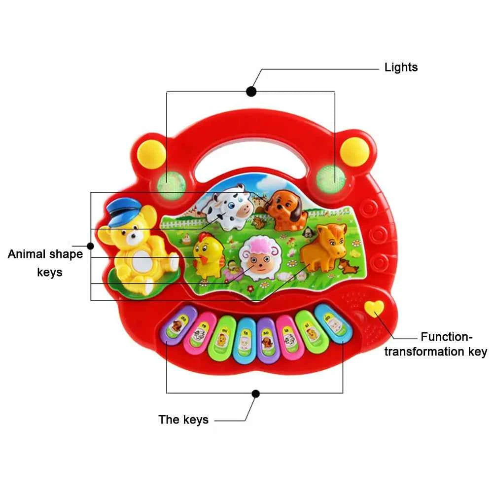 Baby Musical Piano Toy – Kids Keyboard with Animal Sounds and Flashing Lights for Early Education
