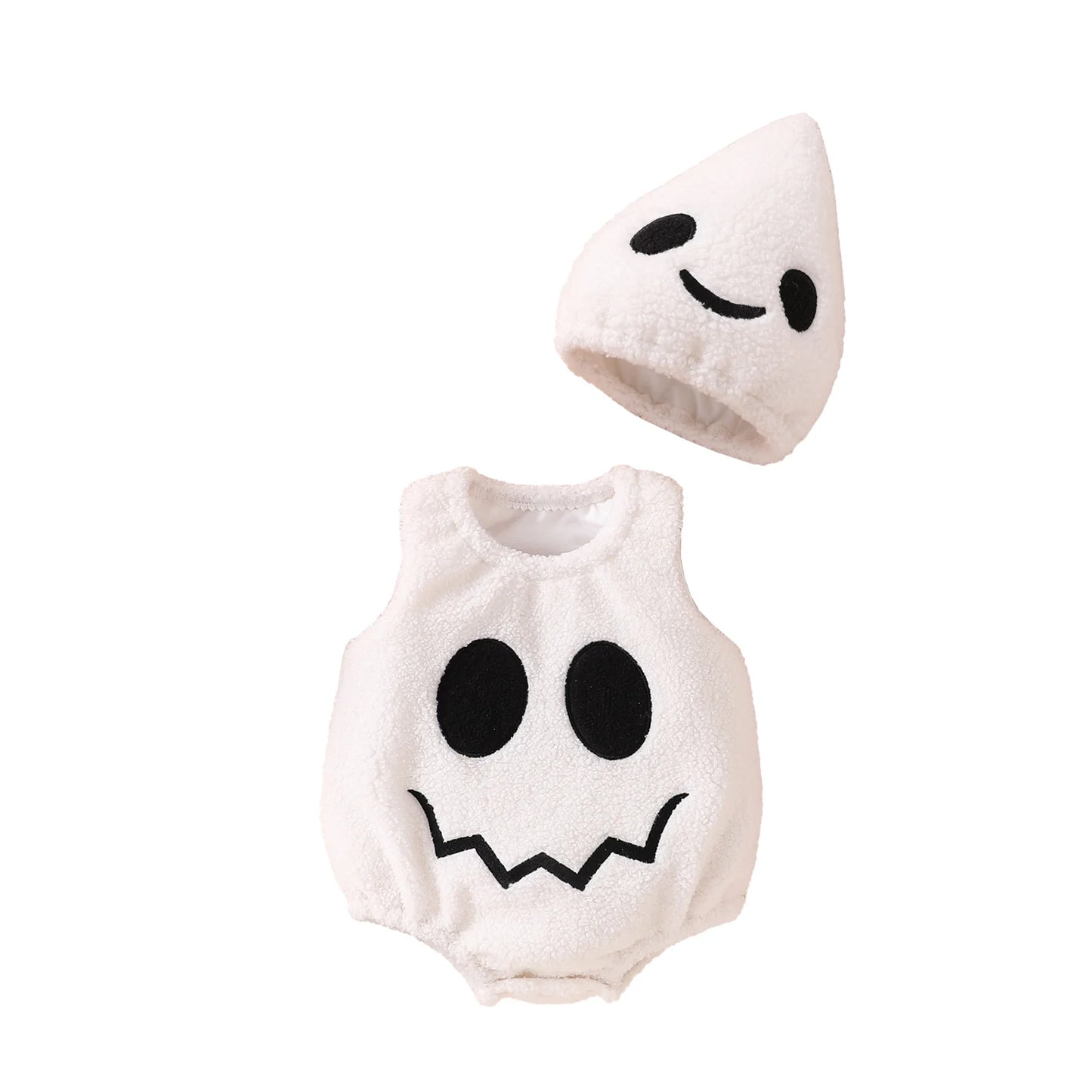 Pumpkin Ghost Halloween Costume Jumpsuit with Headband – Infant & Toddler Outfit