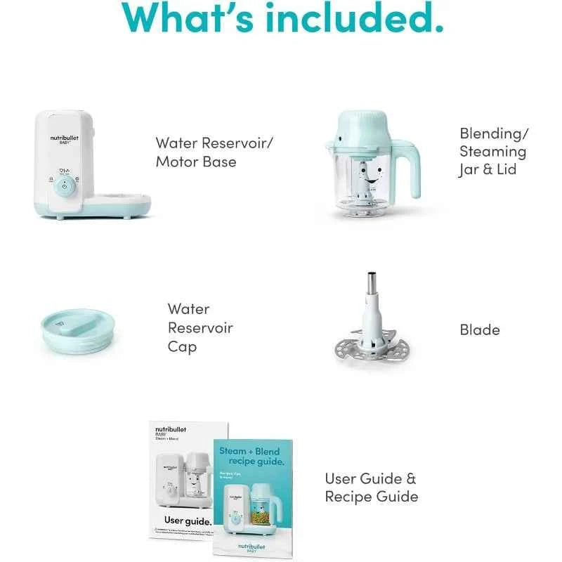 NutriBullet Baby Steam + Blend – All-in-One Baby Food Maker (White/Blue, Dishwasher Safe)