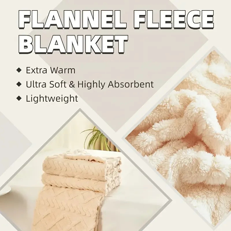 Ultra-Soft Plush Fleece Blanket – Cozy 3D Flannel Throw for Warmth