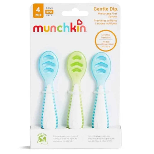 Gentle Dip Baby Self-Feeding Spoon Set – Ergonomic BLW Trainer Utensils for Thin Purees & Soft Foods, 3-Pack