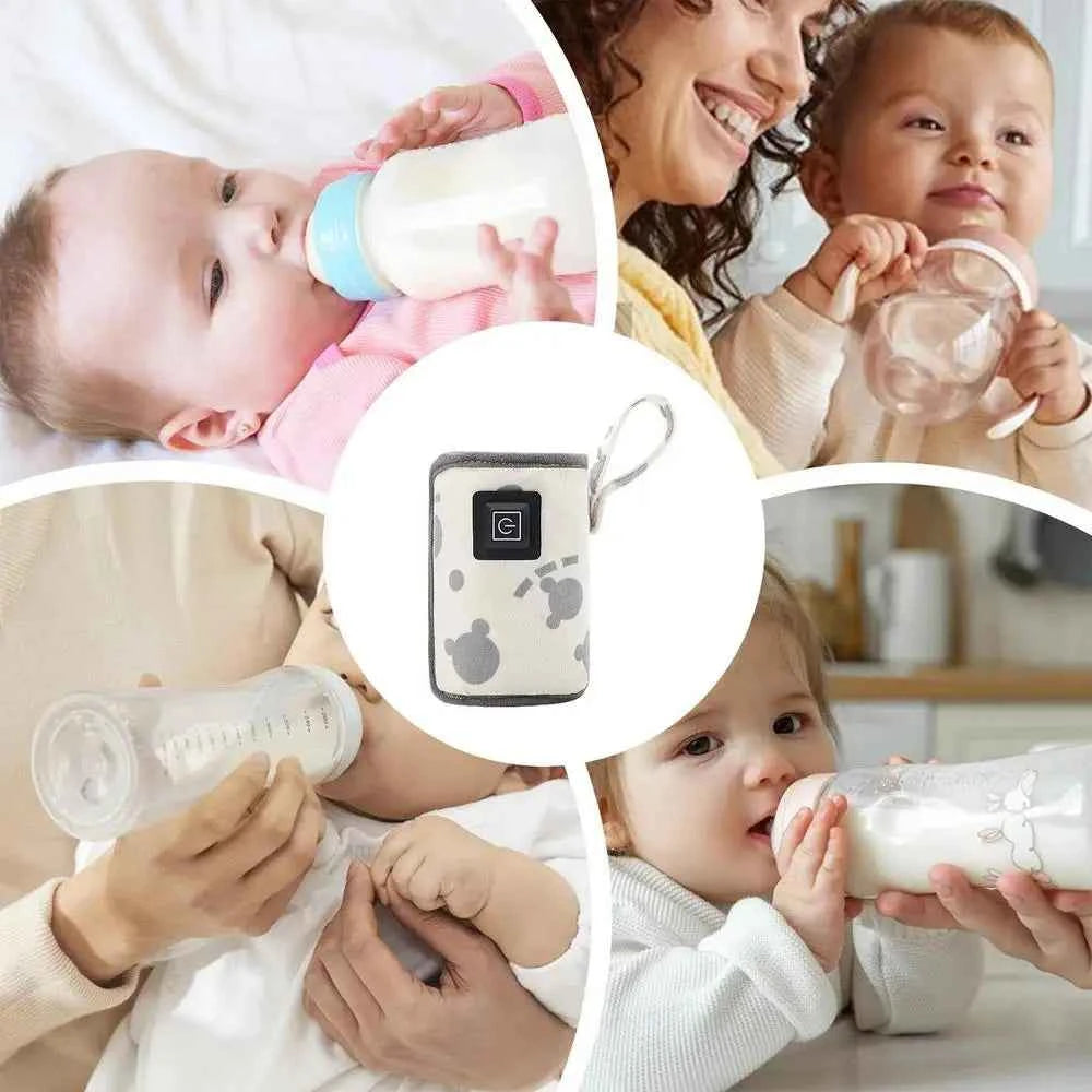 Portable USB Rechargeable Bottle Warmer for Breastmilk, Insulated Baby Feeding Bottle Cover for Outdoor, Travel, and Winter Nursing