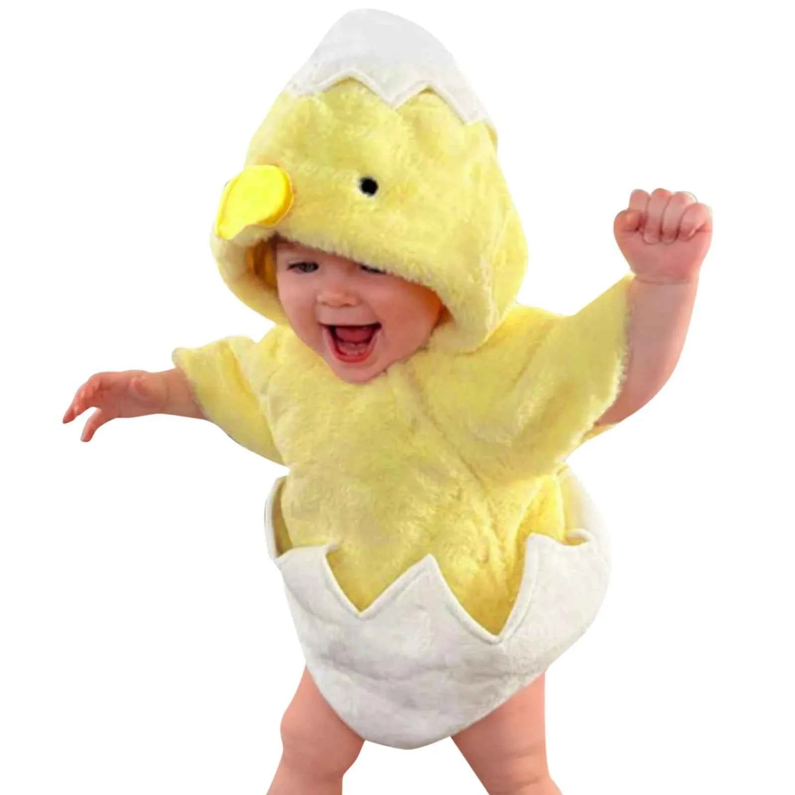 Baby Chicken Costume Fleece Romper – Hooded Winter Bodysuit for Infant Boys & Girls (3-18 Months)