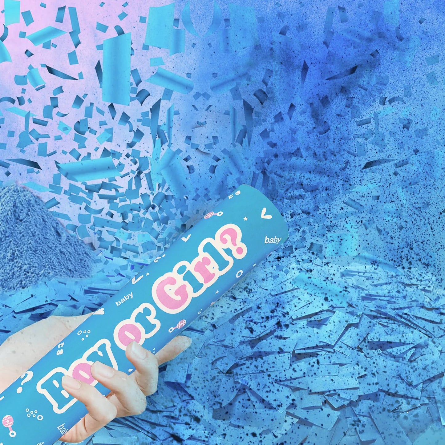 Gender Reveal Confetti & Powder Cannon Set – 4-Piece Handheld Pink or Blue Smoke Bombs Party Décor