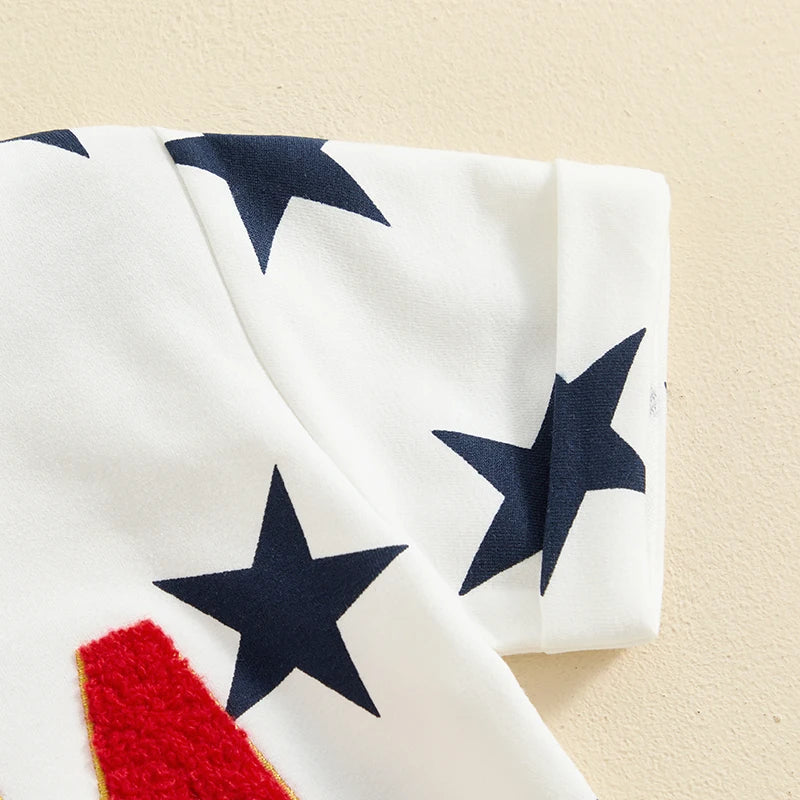 Baby Boy 4th of July Outfit Set – 3M-3Y Patriotic T-Shirt & Star Print Shorts