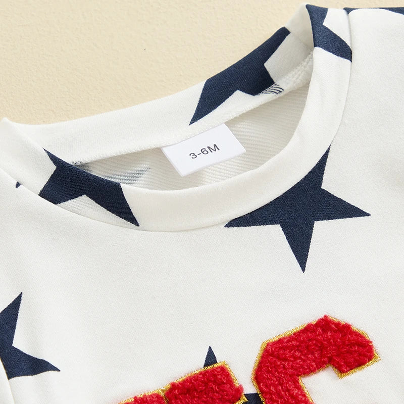 Baby Boy 4th of July Outfit Set – 3M-3Y Patriotic T-Shirt & Star Print Shorts
