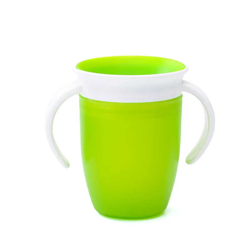360° Rotatable Baby Drinking Cup – Leakproof Silicone Bottle with Double Handles & Flip Lid