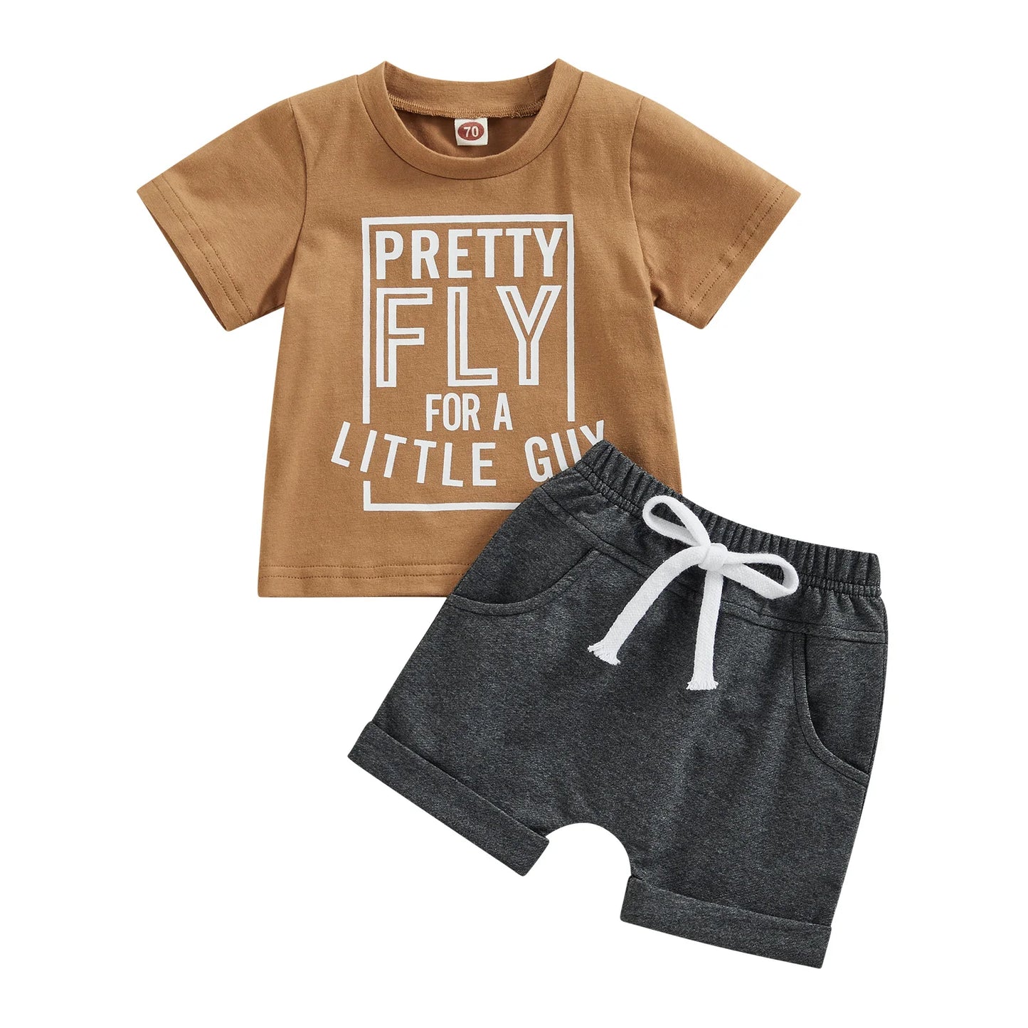 Summer Toddler Boy Shorts Set – Short Sleeve Letter Print T-Shirt & Elastic Waist Shorts Outfit