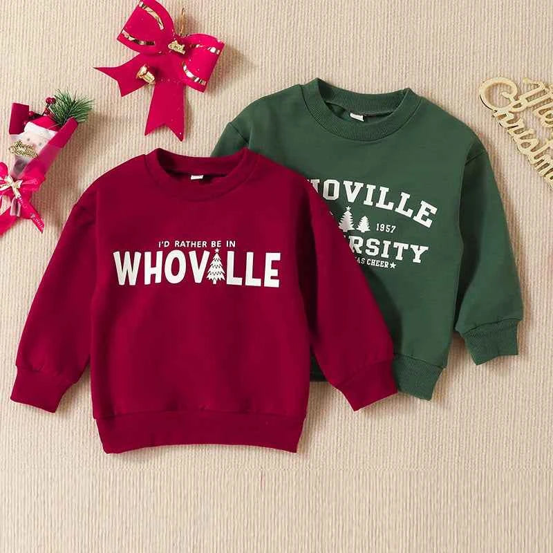 Toddler Christmas T-Shirt – Letter Print Long Sleeve Pullover Sweatshirt