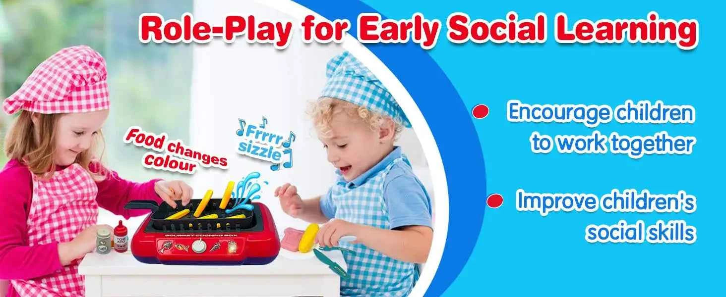 Color Changing Kids Food Fryer Pretend Play Toys for kids 3 - Gourmet Cooking Box toys