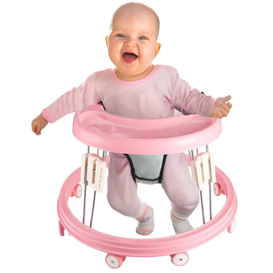 Foldable Multi-Function Baby Walker – 5-Height Adjustable, Anti-Rollover Design with Brakes for Infant Safety