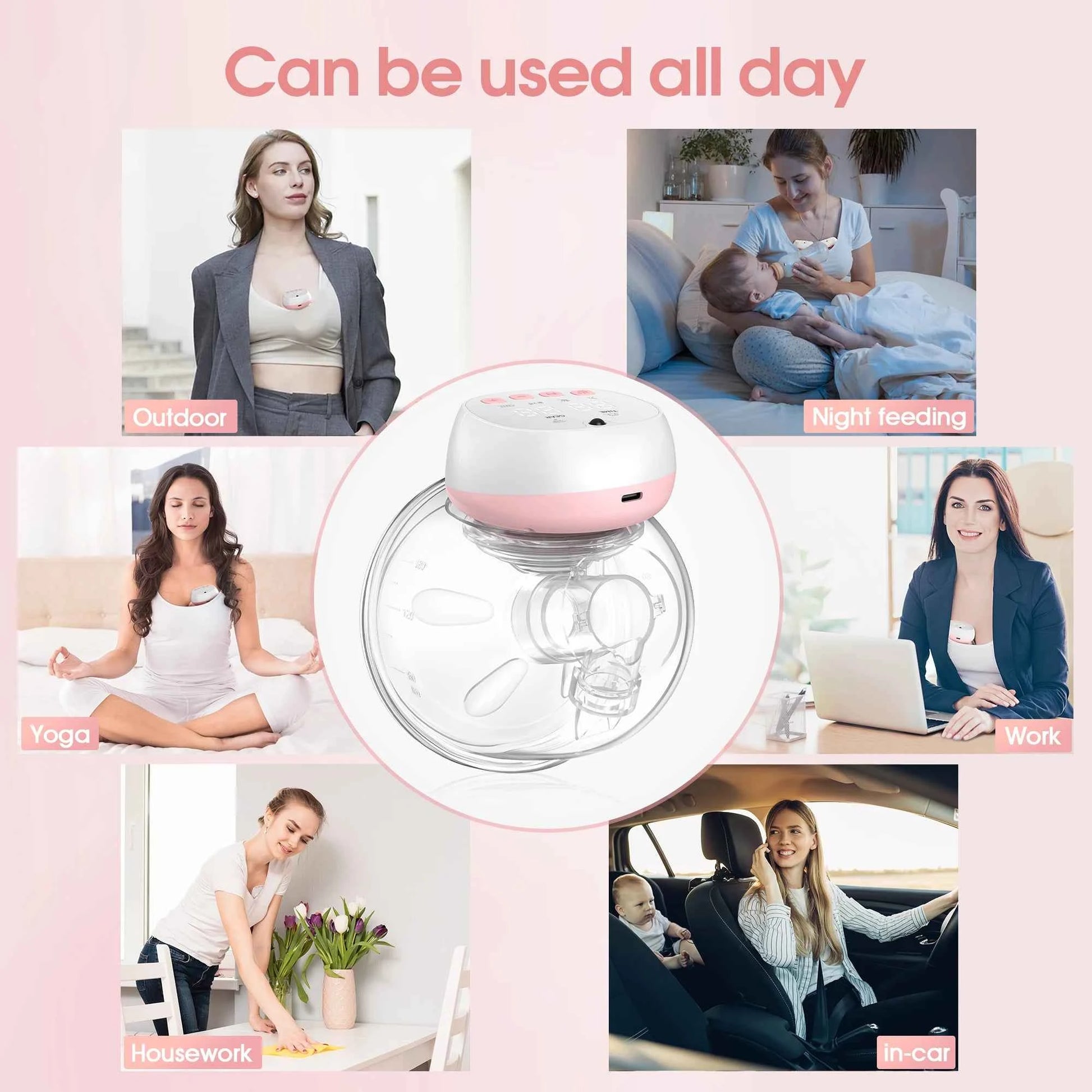 Hands-Free Breast Pump – Electric, Rechargeable, Silent & Painless for Comfortable Breastfeeding (2-Pack)