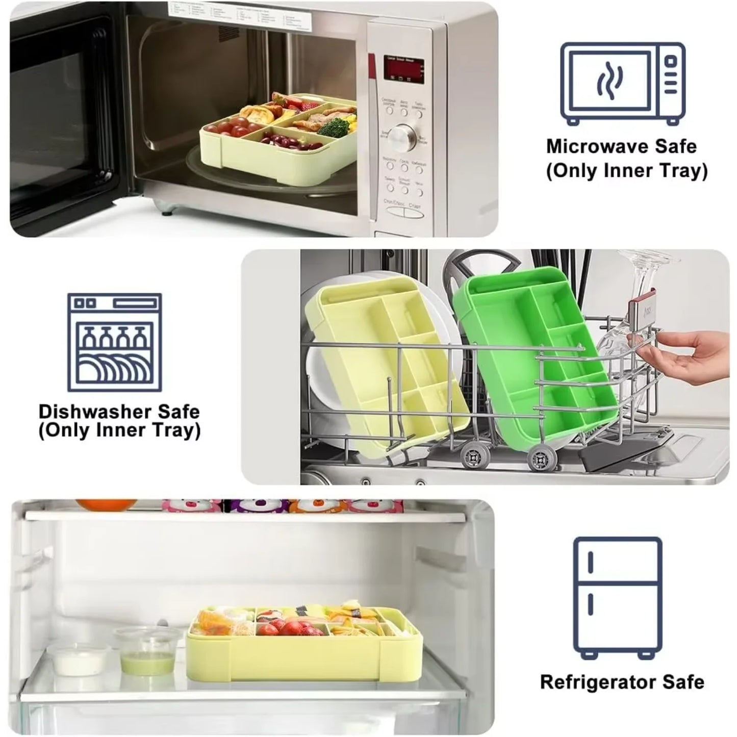 Leak-Proof 5-Compartment Bento Lunch Box – Toddler & Adult Meal Container for Daycare, School, or Office (BPA-Free)