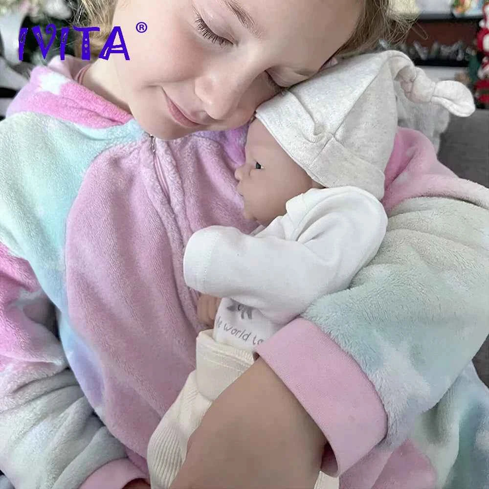 14 Inch Full Body Silicone Reborn Baby Doll – Lifelike Realistic Newborn Girl DIY Blank Doll Toy