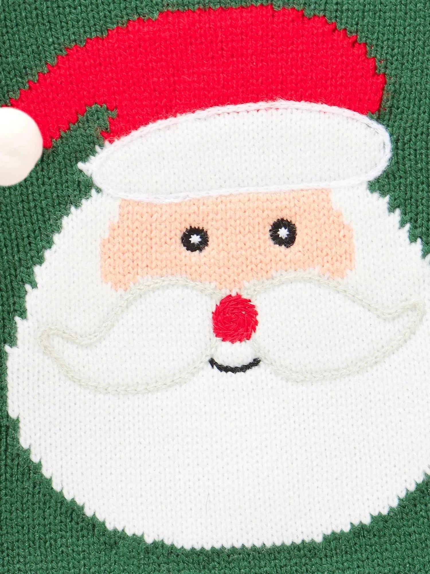 Kids Christmas Sweater – Long Sleeve Crew Neck Santa Claus & Elk Winter Sweater