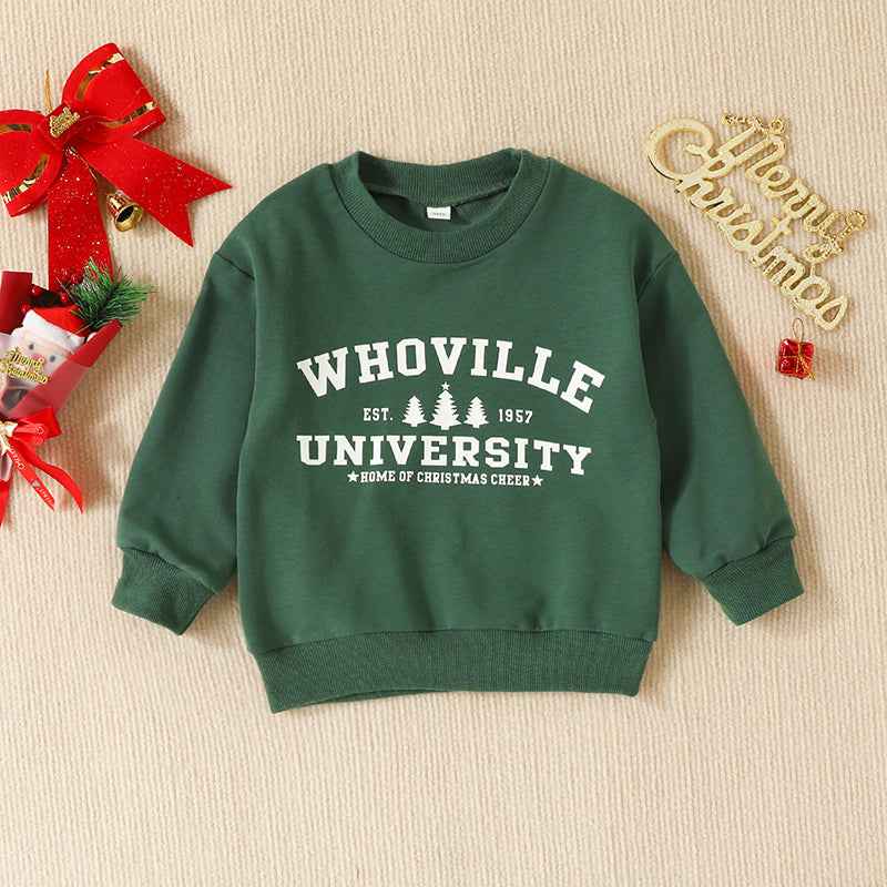 Toddler Christmas T-Shirt – Letter Print Long Sleeve Pullover Sweatshirt