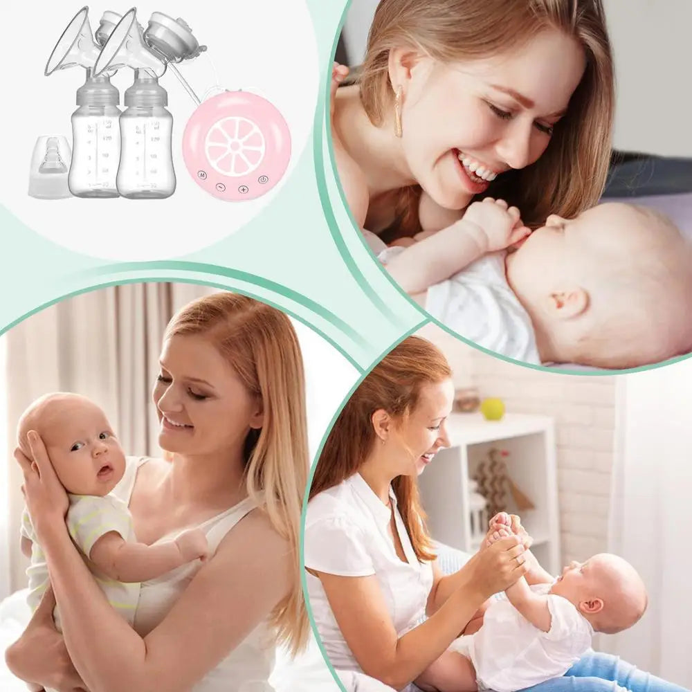 Electric Breastfeeding Pump – Portable Double Milk Extraction Pump with 2 Bottles & Multiple Modes for Home Use - Haven's Heaven Boutique