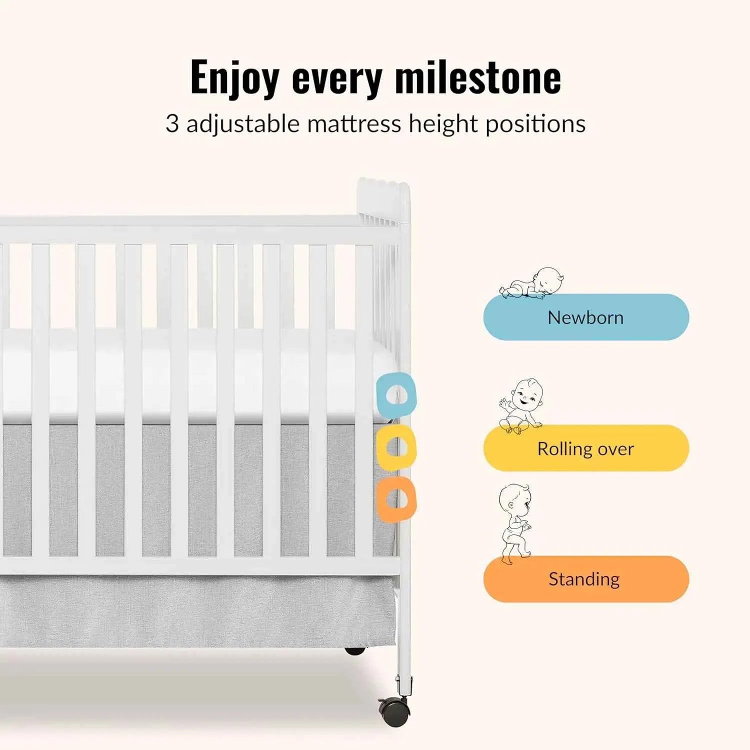 3-in-1 Convertible Baby Crib White Full-Size with 4 Adjustable Mattress Heights and Daybed Conversion