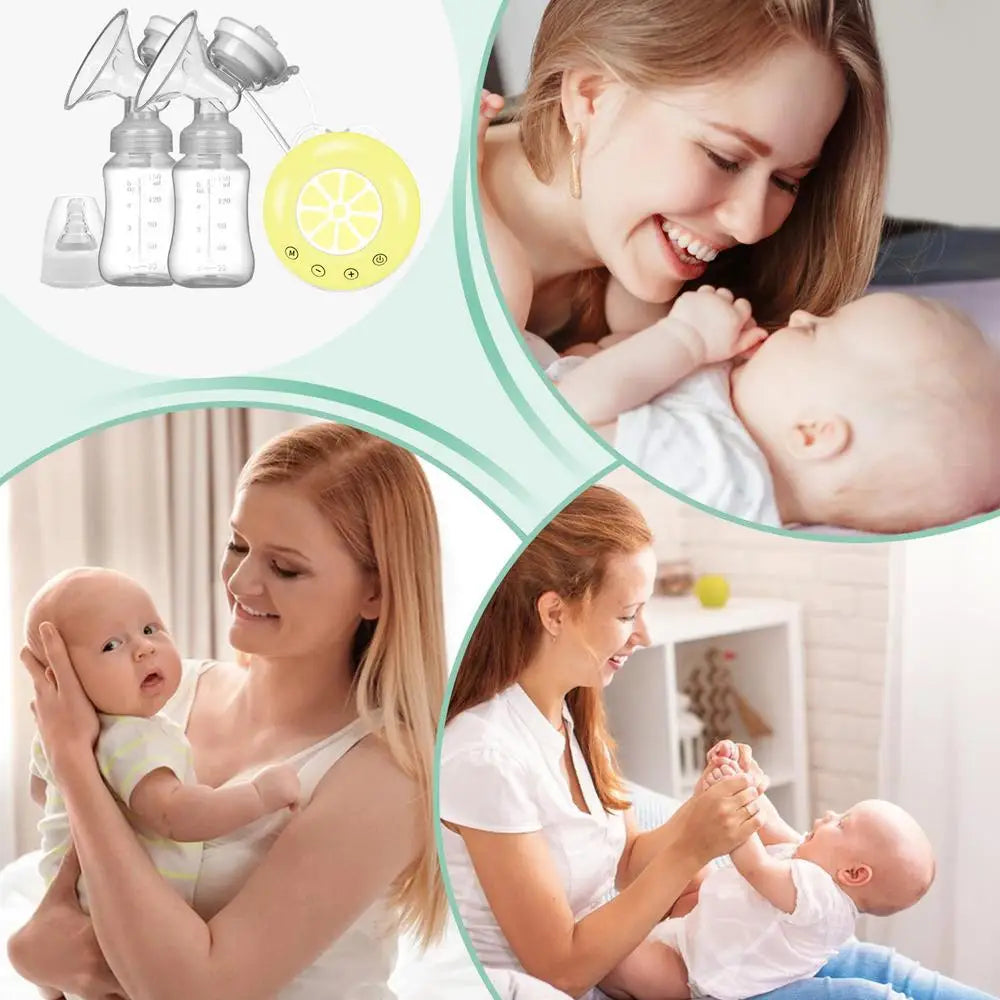 Electric Breastfeeding Pump – Portable Double Milk Extraction Pump with 2 Bottles & Multiple Modes for Home Use - Haven's Heaven Boutique