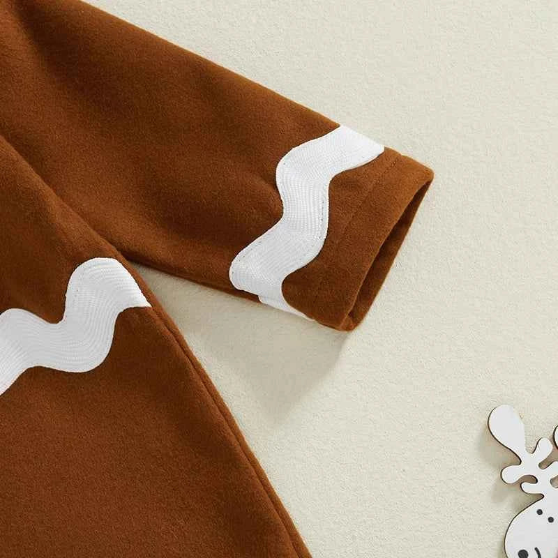 Baby Christmas Jumpsuit – Long Sleeve Crewneck Gingerbread Man Romper with Hat