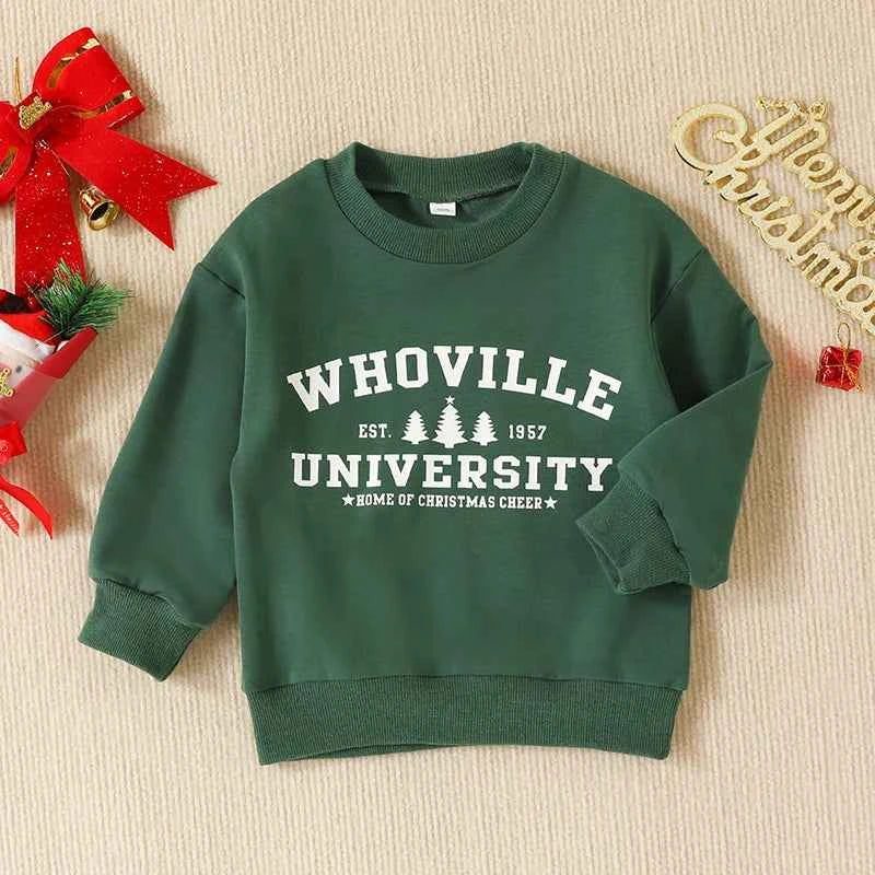 Toddler Christmas T-Shirt – Letter Print Long Sleeve Pullover Sweatshirt