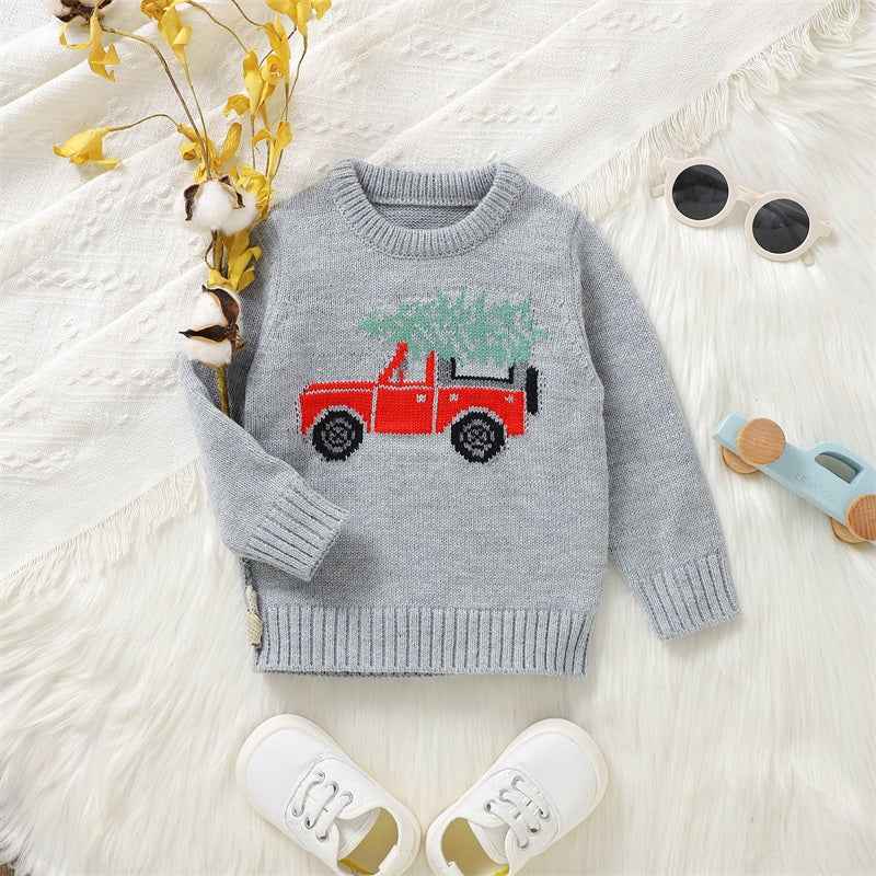 Toddler Baby Christmas Sweater – Unisex Knitted Long Sleeve Crewneck Pullover (6M–3T)