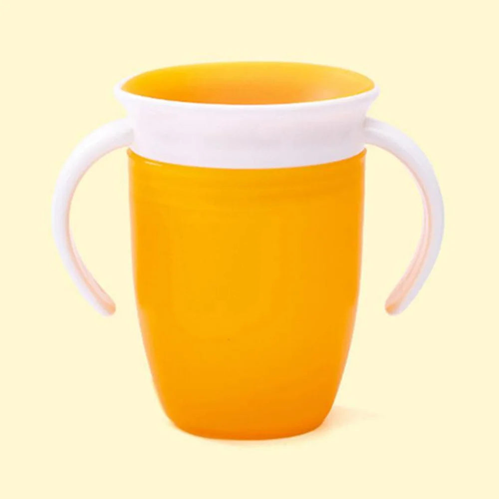 360° Rotatable Baby Drinking Cup – Leakproof Silicone Bottle with Double Handles & Flip Lid