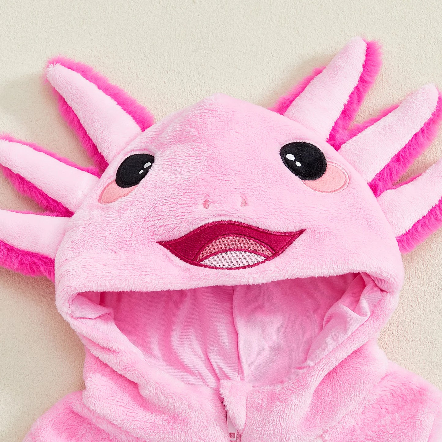 Toddler Baby Axolotl Onesie – Cute Zip-Up Hooded Costume Romper