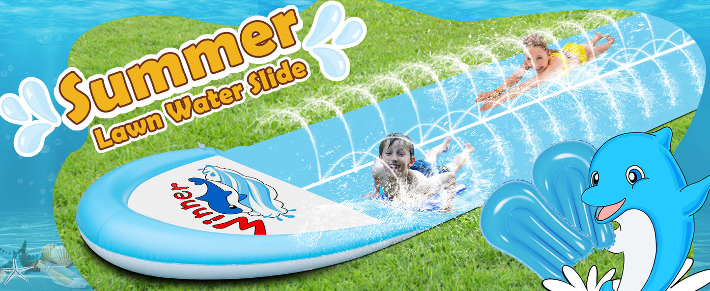 30ft Slip and Slide Water Slide for Kids & Adults – Extra Long Heavy-Duty Lawn Slide with 2 Bodyboards for Backyard Summer Fun
