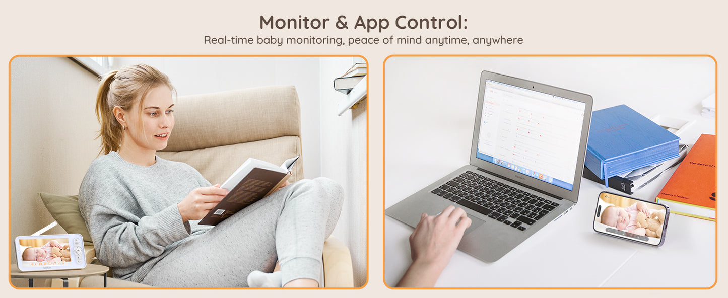 Baby Monitor with Camera – 5" Screen, WiFi Video Monitor with Two-Way Talk, Motion & Cry Detection, Auto Tracking, Night Vision by BOIFUN 2K