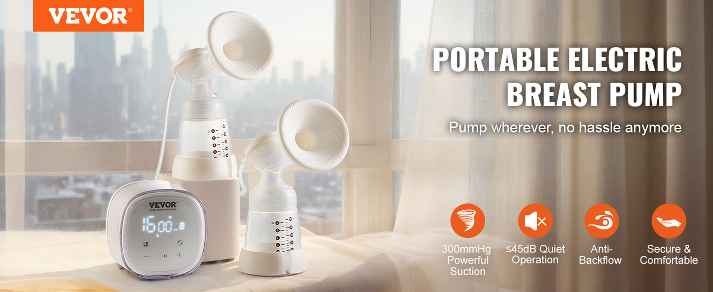 Double Electric Breast Pump – Portable Rechargeable Pump with LED Display & Anti-Backflow