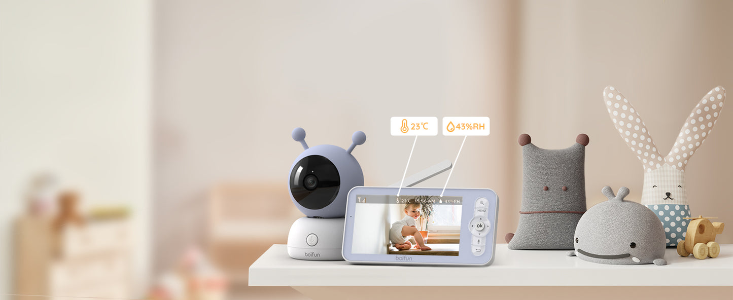 Baby Monitor with Camera – 5" Screen, WiFi Video Monitor with Two-Way Talk, Motion & Cry Detection, Auto Tracking, Night Vision by BOIFUN 2K