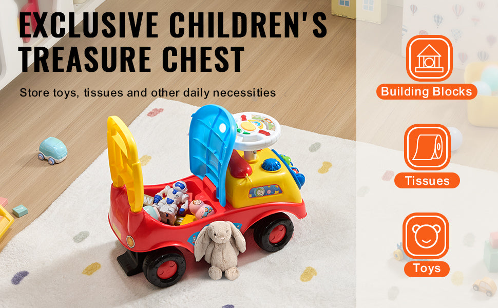 VEVOR 3-in-1 Toddler Ride-On Push Car with Music, Storage & Safety Features. Sit-to-Stand Stroller Toy for Ages 1–3 - Haven's Heaven Boutique